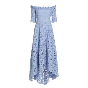 Teri Jon by Rickie Freeman's embroidered off-the-shoulder gown dress in blue